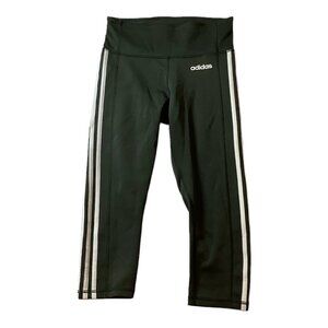 Adidas Climalite Cropped Active Workout Capri Legging 3 Stripe Size Small